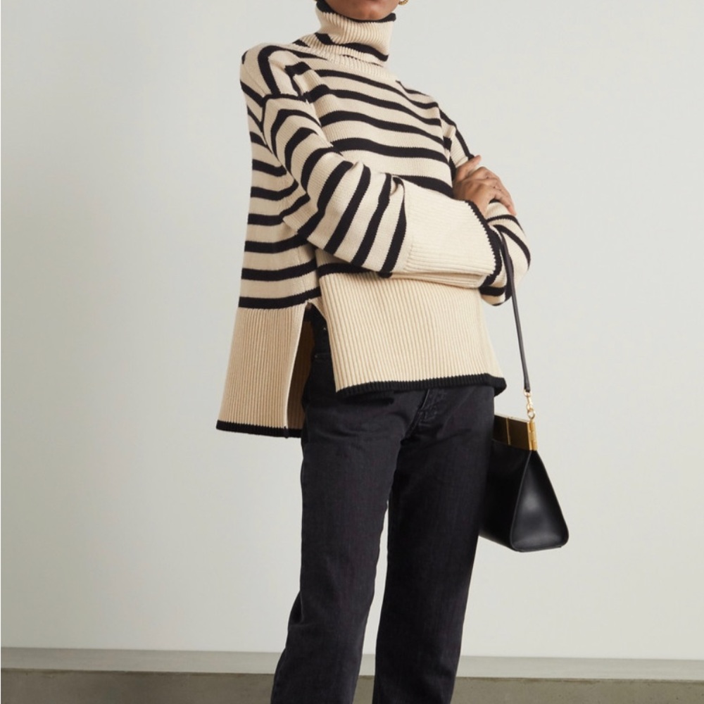 Toteme Signature stripe turtleneck Sand stripe NWOT